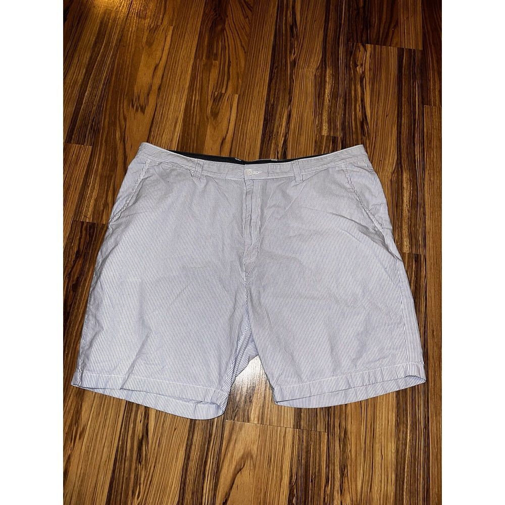 Nautica Mens Chino Shorts blue & white striped‎ Sz 42W 100% Cotton Casual Golf